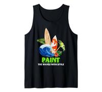 Surfing dipingere Le Onde con Stile Tropical Beach Art Canotta