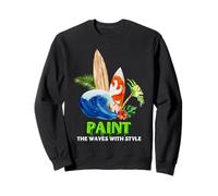 Surfing dipingere Le Onde con Stile Tropical Beach Art Felpa