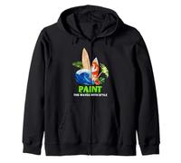 Surfing dipingere Le Onde con Stile Tropical Beach Art Felpa con Cappuccio