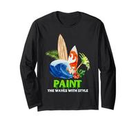 Surfing dipingere Le Onde con Stile Tropical Beach Art Maglia a Manica