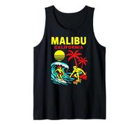 Surfing Malibu California Vintage Uomo Beach Life Canotta