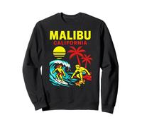 Surfing Malibu California Vintage Uomo Beach Life Felpa