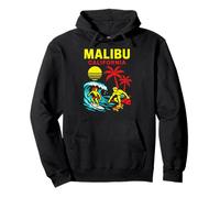Surfing Malibu California Vintage Uomo Beach Life Felpa con Cappuccio
