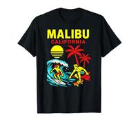 Surfing Malibu California Vintage Uomo Beach Life Maglietta