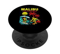Surfing Malibu California Vintage Uomo Beach Life PopSockets PopGrip Adesivo