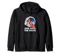 Surfing One with The Wave Surfer Barrel Ocean Quote Art Felpa con Cappuccio