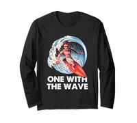 Surfing One with The Wave Surfer Barrel Ocean Quote Art Maglia a Manica