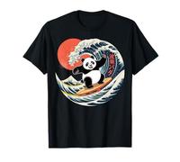 Surfing Panda Cavalcando l'onda con Tramonto Maglietta