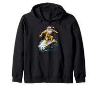 Surfing Santa Christmas Waves Fun Hawaii Holiday Uomini Donne Felpa con Cappuccio