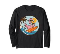 Surfing Summer Flamingo Beach Party Tropical Paradise Vibes Maglia a Manica