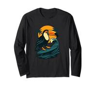 Surfing Toucan Tropical Summer Vibes Design Maglia a Manica