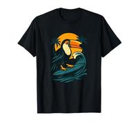 Surfing Toucan Tropical Summer Vibes Design Maglietta