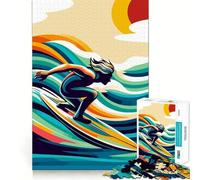 Surfing Wpap Pop Art Color Teenagers Puzzle 1000 Pezzi Gioco per Esercizi Mentali Gioco di Gruppo Taglio di Precisione Regalo per Festival 50x75cm