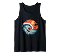 Surfista Divertente Equitazione Ocean Wave al Tramonto Canotta