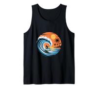 Surfista Divertente Equitazione Ocean Wave al Tramonto Canotta