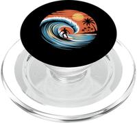 Surfista divertente equitazione Ocean Wave al tramonto PopSockets PopGrip per MagSafe