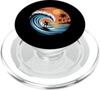 Surfista divertente equitazione Ocean Wave al tramonto PopSockets PopGrip per MagSafe