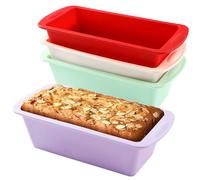 Surflyee 4 Pezzi Stampo per Plumcake in Silicone, Teglia per Pane in Cassetta, Teglie Rettangolari per Torte, Antiaderenti, A Sgancio Rapido