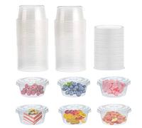 Surflyee 50 Pezzi Contenitori Plastica con Coperchio 150ML, Riutilizzabile Barattoli Trasparente per Alimenti, Ottimo per Salse, Zuppe, Condimenti, Creme, Bricolage