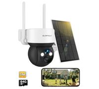 Surfola Telecamera di sorveglianza senza Wi-Fi, telecamera CCTV 4G con scheda SIM, telecamera esterna senza fili, alimentazione solare, visione notturna, faro 2,5 K HD, registrazione locale, audio a 2