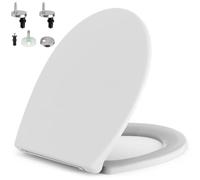 SURFOU Tavoletta WC Ammortizzata Sedile, Copriwater Universali Ovale Forma, Asse Water Universale Ammortizzato Plastica, Toilet Seat Bianco Copri Vater Chiusura Rallentata Gabinetto Coprivater