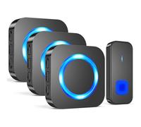 SURFOU Campanello Senza Fili da Esterno Impermeabile 400m, 3 Ricevitori | Citofono Senza Fili per Casa e Anziani, LED Blu, 5 Volumi fino a 110 dB, 55 Suonerie, da -30°C a 70°C, per Cortile e Cantina
