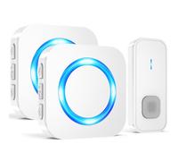 SURFOU Campanello Senza Fili Impermeabile Esterni, Campanello Rumoroso Wireless Lunga Distanza di 400m per la Casa, 5 Volumi, 55 Suonerie, Indicatore LED (2 ricevitore bianco + 1 trasmettitore bianco)