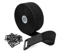 SURFOU Cinghia a Strappo 6 m × 5 cm con 30 Fibbie, Nastro Autoadesivo | Regolabile e Ritagliabile, Fascette Riutilizzabili per Organizzare Cavi, Tubi e Accessori, Colore Nero