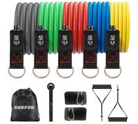 SURFOU Elastici Fitness 5 Livelli, Set Bande Elastiche con Maniglie, Cinturino A