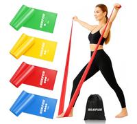SURFOU Elastici Fitness con 4 Livelli di Resistenza, Elastico Palestra con Borsa per il Trasporto, Ideale per Pilates, Yoga, Allenamento di Forza, Riabilitazione, Stretching e Flessibilità
