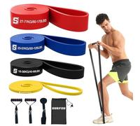 SURFOU Elastici Fitness Set con 4 Livelli di Resistenza, Bande Elastiche con Borsa, 2 Maniglie, Gancio alla Porta e Guida Esercizi, per Allenamento, Stretching, Pilates, Powerlifting