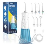 SURFOU Idropulsore Dentale Portatile 3 Modalità 5 Pressione dell'acqua e 7 Ugelli, 230 ml IPX7 Impermeabile USB Ricaricabile per Viaggi e uso Domestico
