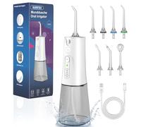 SURFOU Idropulsore Dentale Portatile 5 Modalità 7 Ugelli, 230 ml IPX7 Impermeabile USB TYP-C Ricaricabile per Viaggi e uso Domestico