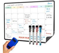 SURFOU Lavagna Magnetica Frigo A3 Planner Mensile Cancellabile per Famiglia | Calendario per Pasti, Agenda, Spesa e Lste Delle Cose da Fare, con 4 Pennarelli e 1 Cancellino