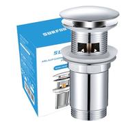 SURFOU Rubinetto di scarico per lavandino, senza troppopieno, valvola di scarico popup, valvola di scarico in acciaio inox, scarico per lavabo, universale push open