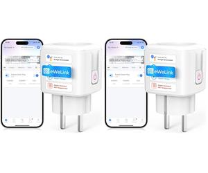 SURFOU Presa Smart, 16A Intelligente Plug Compatibile con Alexa e Google Home, Controllo Vocale, 2.4GHz WiFi Accesso Remoto, Nessun Hub Necessario, Monitoraggio del Consumo Energetico