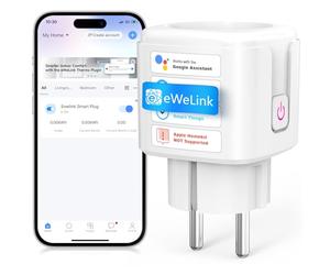 SURFOU Presa Smart, 16A Intelligente Plug Compatibile con Alexa e Google Home, Controllo Vocale, 2.4GHz WiFi Accesso Remoto, Nessun Hub Necessario, Monitoraggio del Consumo Energetico