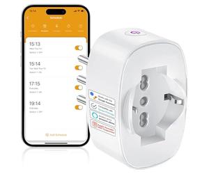 SURFOU Presa Smart WiFi, Presa Elettrica Intelligente Italiana Tipo L con Timer, Compatibile con Alexa e Google Home, Funzione Temporizzata Domotica con Misuratore di Consumo, App Smart Life/Tuya,16A