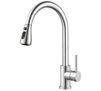 SURFOU Rubinetto Lavello Cucina, 2+1 Modalità con Doccetta Estraibile, Miscelatore Beccuccio con Girevole a 360°, Monocomando in Acciaio Inox, Antiruggine, Facile da Installare