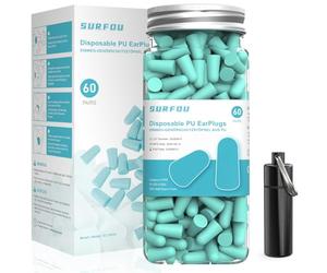 SURFOU Tappi Orecchie Dormire 60 Paia, 38 dB Riduzione Rumore, Riutilizzabili e confortevole per chi dorme di lato, ideale per viaggi, sonno e studio con Custodia Portatile, Verde
