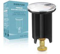 SURFOU Tappo Lavandino Bagno Universale 40mm, Altezza Regolabile, In Ottone, Tappi Bidet Pop Up con Troppopieno, Valvola di Scarico Lavabo per Cucina e Bagno Lavabo Sifone Bidet Vasca, Nero