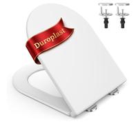 SURFOU Tavoletta WC con Chiusura Ammortizzata, Duroplast di Alta Qualità, Forma a D, Sgancio Rapido per Facile Pulizia, Supporta fino a 200 kg, con Gancetti in Gomma per Fissaggio Stabile