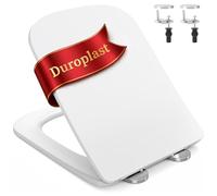 SURFOU Tavoletta WC Universale Forma Quadrata con Chiusura Ammortizzata, Copriwater in Urea-Formaldeide, Supporta fino a 200 kg, Sedile WC con Sgancio Rapido a Pulsante, Facile da Pulire