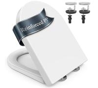 SURFOU Tavoletta WC con Chiusura Ammortizzata Forma D, Polipropilene di Alta Qualità, Sgancio Rapido per Facile Pulizia, Supporta fino a 200 kg, con Gancetti in Gomma per Fissaggio Stabile