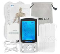 SURFOU TENS dispositivo terapia del dolore, simulatore a 2 canali con 6 modalità 20 livelli di intensità, 3 in 1 TENS/EMS per stimolazione muscolare, massaggio, terapia del dolore, terapia del calore