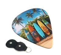 Surf's up - Confezione da 6 plettri per chitarra con plettro in pelle, portachiavi, custodia per plettro, arte astratta, per chitarra elettrica acustica, ukulele, 0,71 mm