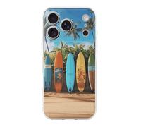 Surf's Up Custodia per telefono con tavola da surf compatibile per iPhone 17/Pro Cover protettiva antiurto sottile TPU carino custodia per telefono trasparente