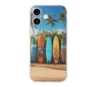 Surf's Up Custodia per telefono con tavola da surf compatibile per iPhone 17/Pro Cover protettiva antiurto sottile TPU carino custodia per telefono trasparente