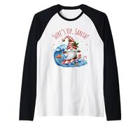 Surf's Up - Gnomo Natalizio con Babbo Natale Maglia con Maniche Raglan