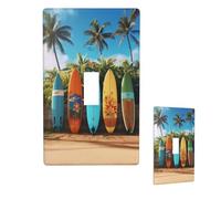 Surf's Up - Piastra decorativa da parete per tavola da surf, 1 modulo, dimensioni standard 11,4 x 7 cm, piastra di copertura per interruttore elettrico